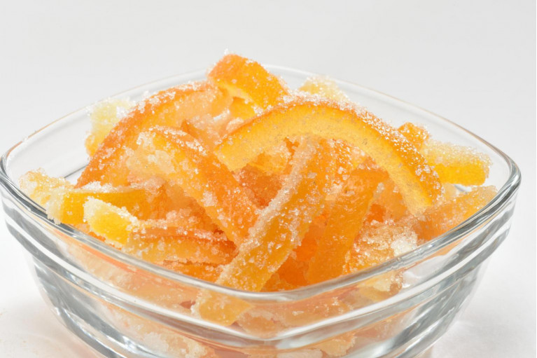 Lamelles d'écorces d'orange confite roulées au sucre 250 g