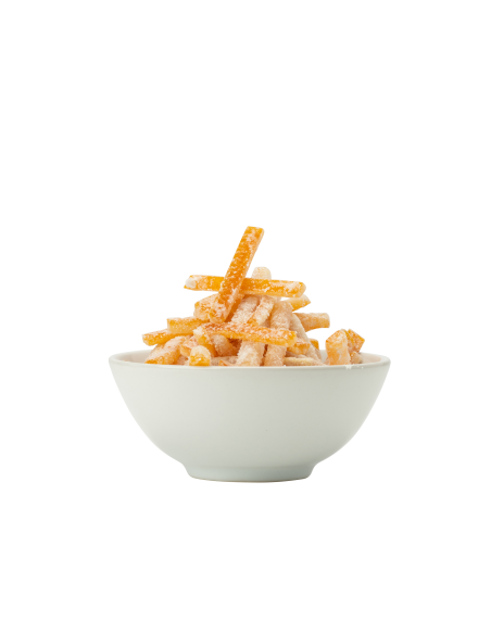 "Lamelles d'Écorces d'Orange Dextrosées - Carton de 4kg | La Maison du Fruit Confit"