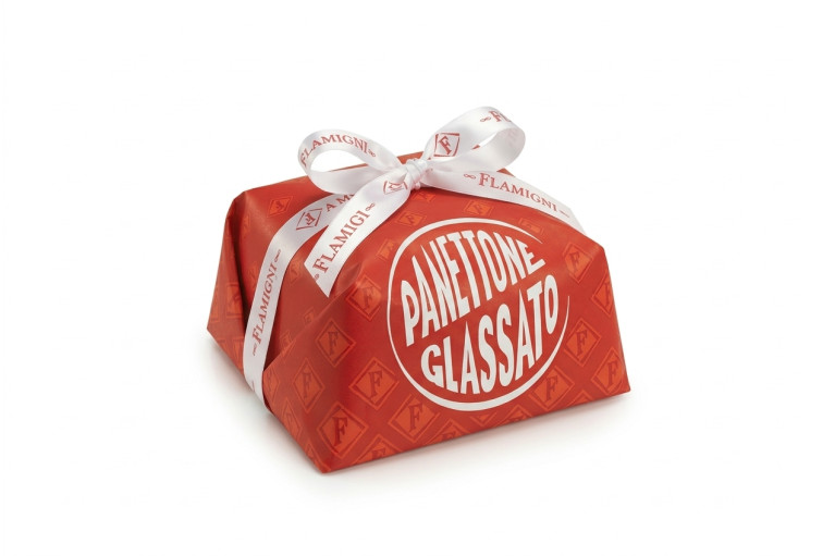Iced Panettone 500 g with Natural Sourdough, Raisins and Candied Orange Peels