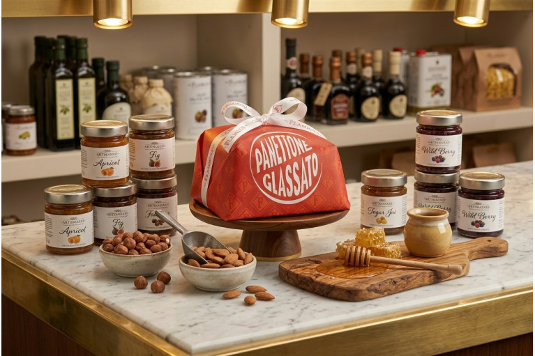 Panettone glacé 500 g au levain naturel, raisins secs et écorces d'orange confites