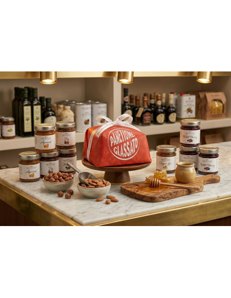 Iced Panettone 500 g with Natural Sourdough, Raisins and Candied Orange Peels