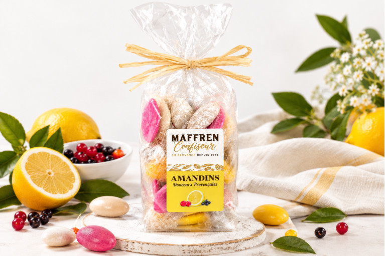 Amandins de Provence framboise, cassis, citron – sachet 100 g